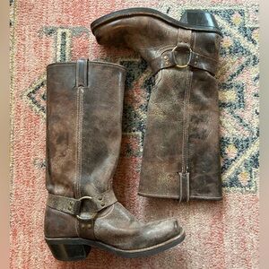 FRYE Harness 15R Brown Tall Knee High Biker Moto Motorcycle Boots